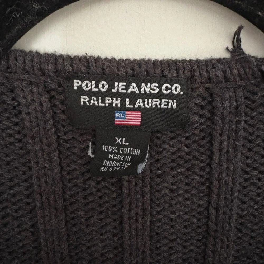 Vintage Polo Jeans Co Ralph Lauren Sz XL Ribbed‎ Pullover Cotton Sweater 90s Y2K